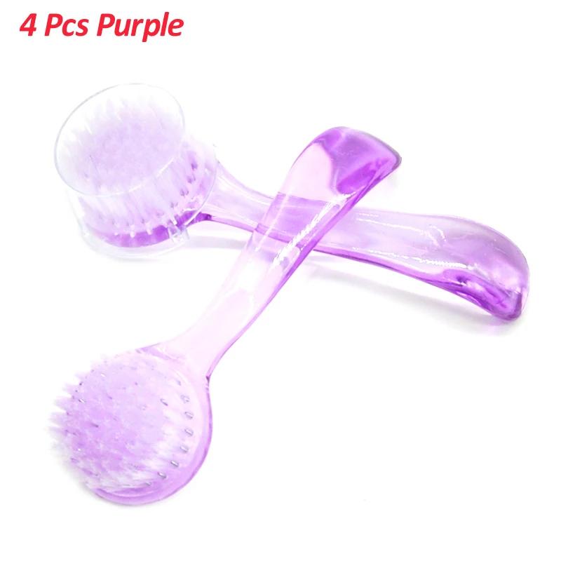 4pcs Pack Nail Brushes Round Head Long Handle Manicure Stations Salon Supply Soft Bristles Durable ABS Handle Colorful Tools