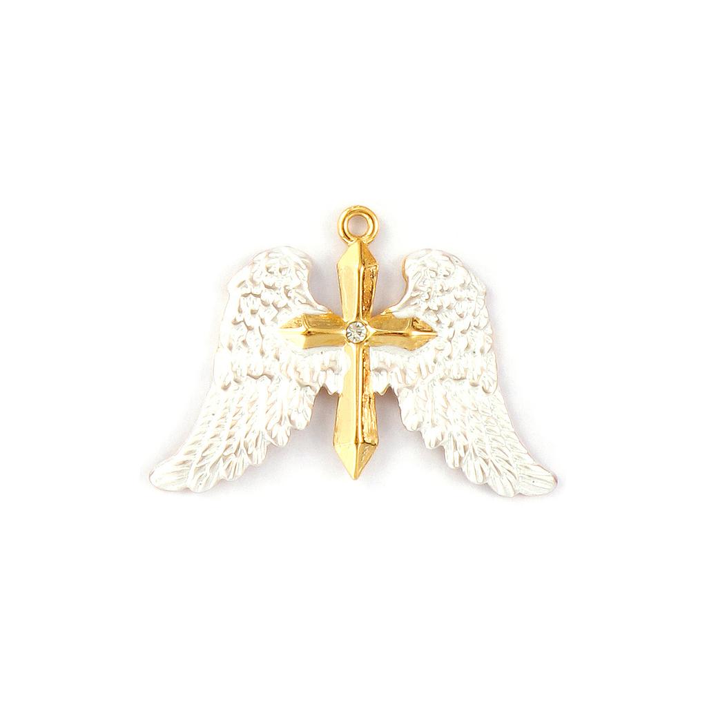 1Piece 304 Stainless Steel Pendants 18K Gold Plated Enamel Tree Of Life Moon Feather Winged Cross Charms For DIY Necklace Making