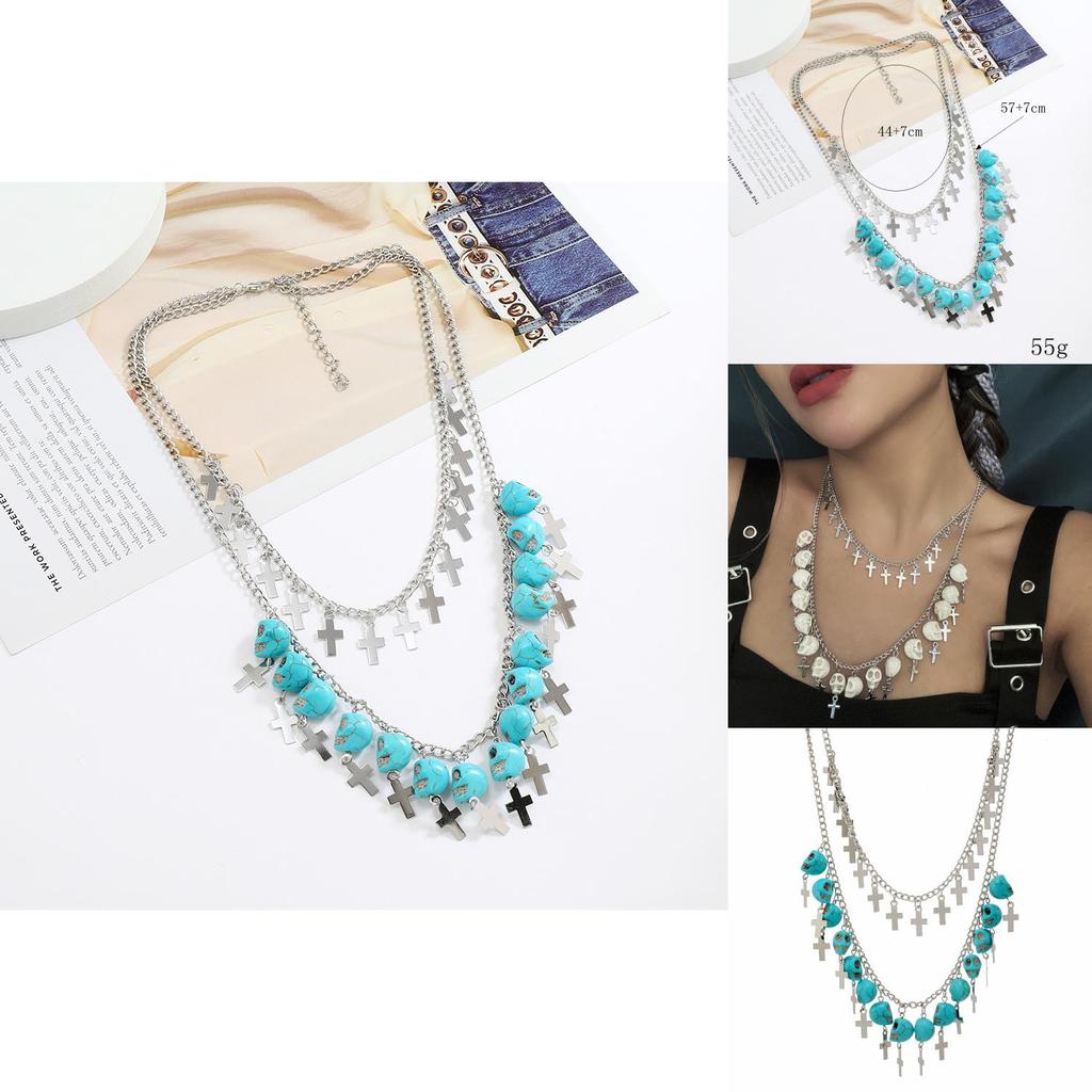 Skull Cross Jewelry With Electroplated Alloy Pendant For Halloween Accessories
