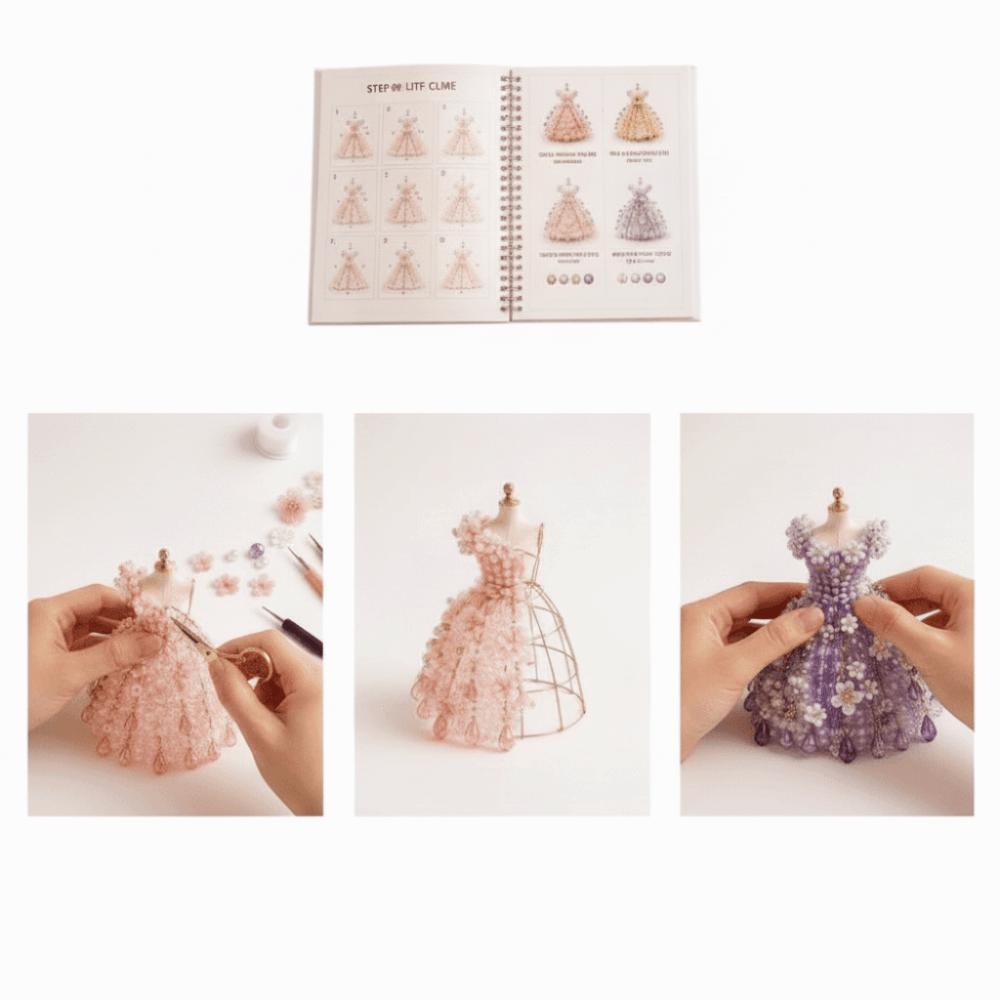 Tiny Beads Beaded Dress Kit 3D Design Bead Weaving Kit Creative DIY Bead Craft Kit Gift Giving