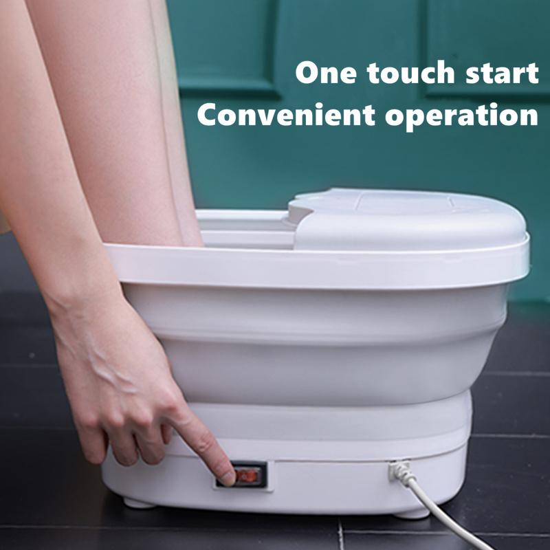 Foldable Foot Bath Massager Smart Roller Massage Portable Bathtub Foaming Foot Soaking with Lid Massage Bucket Collapsible
