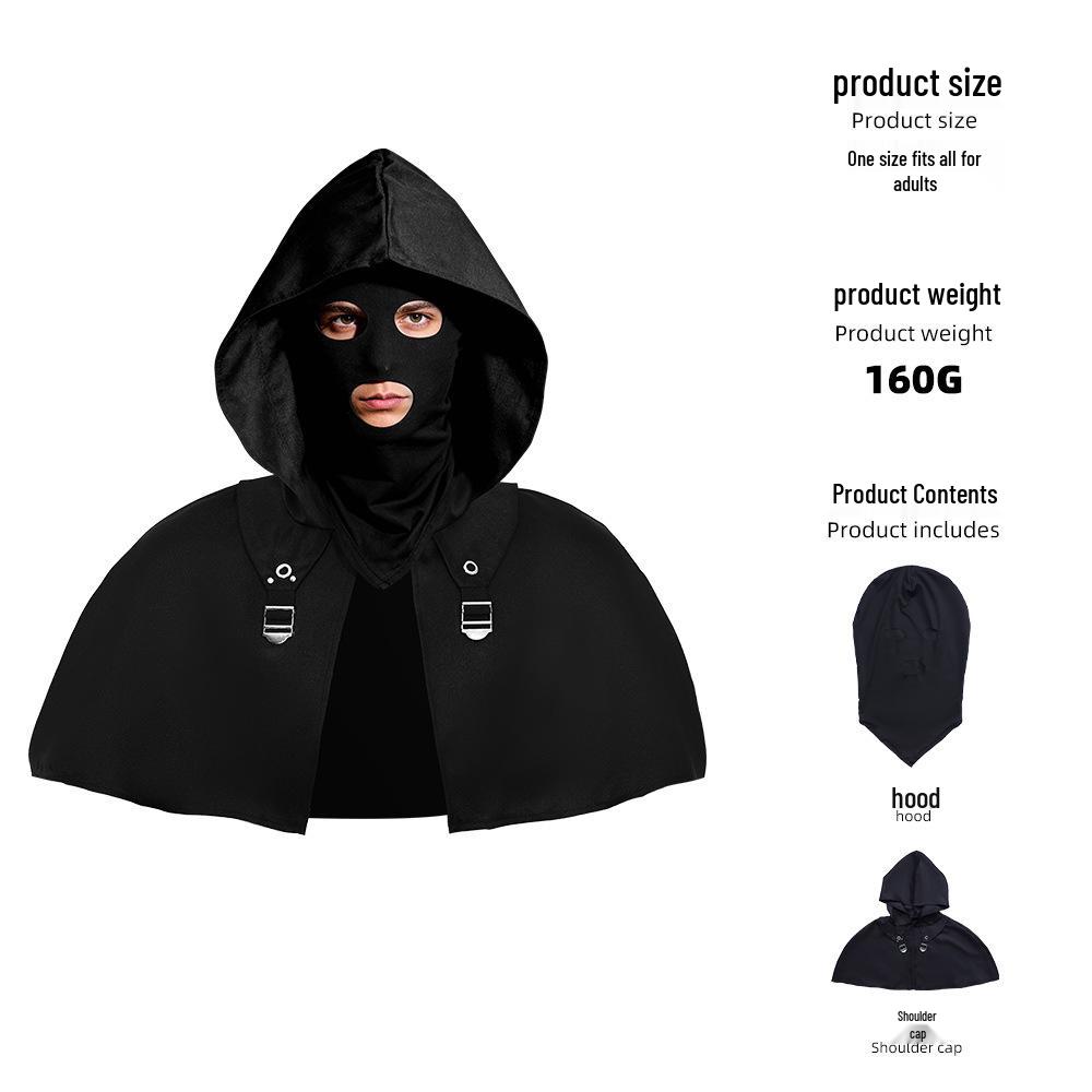 In Stock: Halloween Cosplay Medieval Hooded Cloak with Cyberpunk Hat