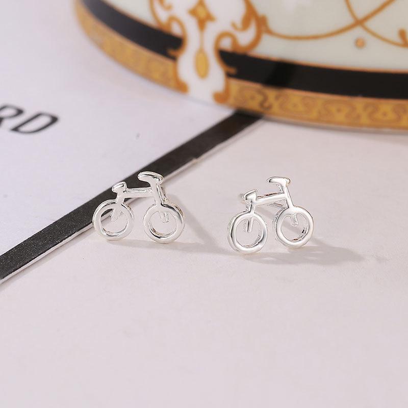 Buyee 925 Sterling Silver Simple Stud Earring Cute Bicycle Earring for Women Fashion Unique Small Fine Jewelry Earring