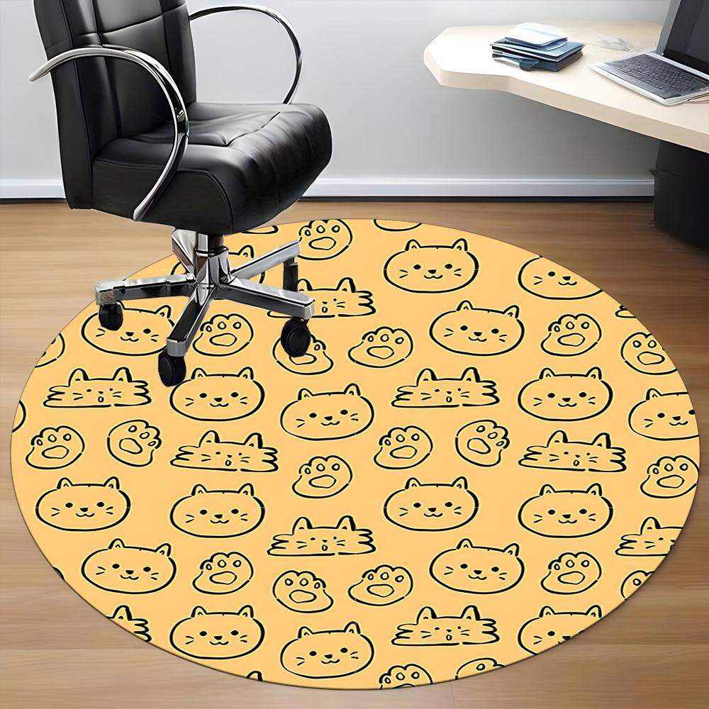 1pc Cat Pattern Chair Carpet for Office, Non-slip, Soft and Durable Office Rug for Interior Decoration, Perfect for Office yy260313033