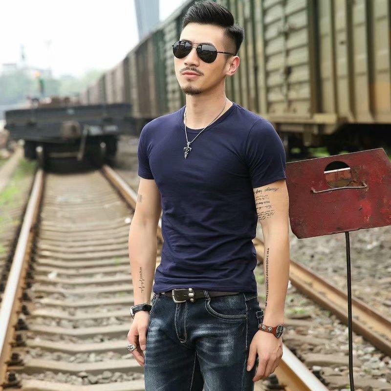 Men's Crew Neck T-Shirts, Summer Classic Tees, Short Sleeve Muscle Shirt Base Fitness Tee Tops