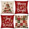 Christmas Theme Short Plush Pillow Cover Set Holiday Print Cushion Case for Living Room Sofa Home Decor 45x45cm