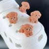 8PCS Fashion Shoe Charms Set Accessories Hole Shoe Buckle Cute Cartoon Brown Puppy DIY 3D Shoes Decorations Kids Party Gift