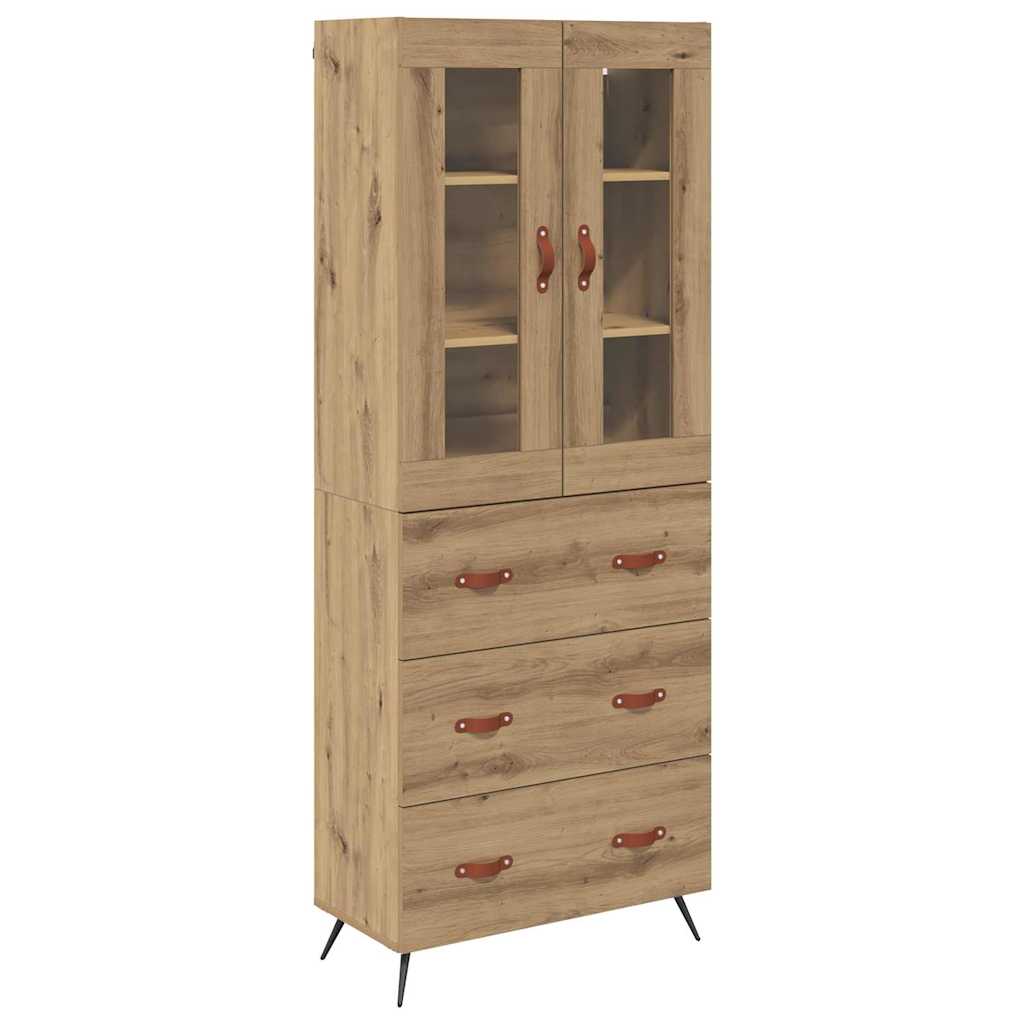 Highboard Cabinet with Shelf 2 pcs Artisan Oak Wood Material