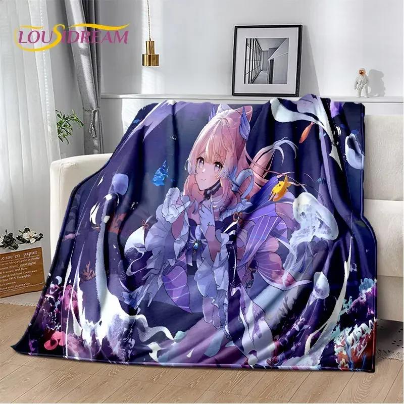 Genshin Impact Cartone Animato Gioco Coperta Morbida di Peluche, Coperta di Flanella Coperta da Lancio per Soggiorno Camera da Letto Letto Divano Copertura da Picnic Bambini