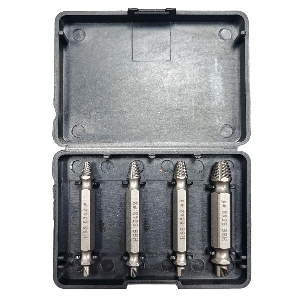 4pc High Speed Steel Screw Remover Drill Bit Guide Set for Damaged Screws -001