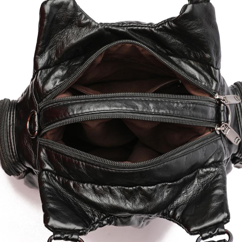 European and American Trendy Women's Shoulder Bag Street Love Button Rivet Multi-zip Women's Crossbody Bag Portable Mother Bag