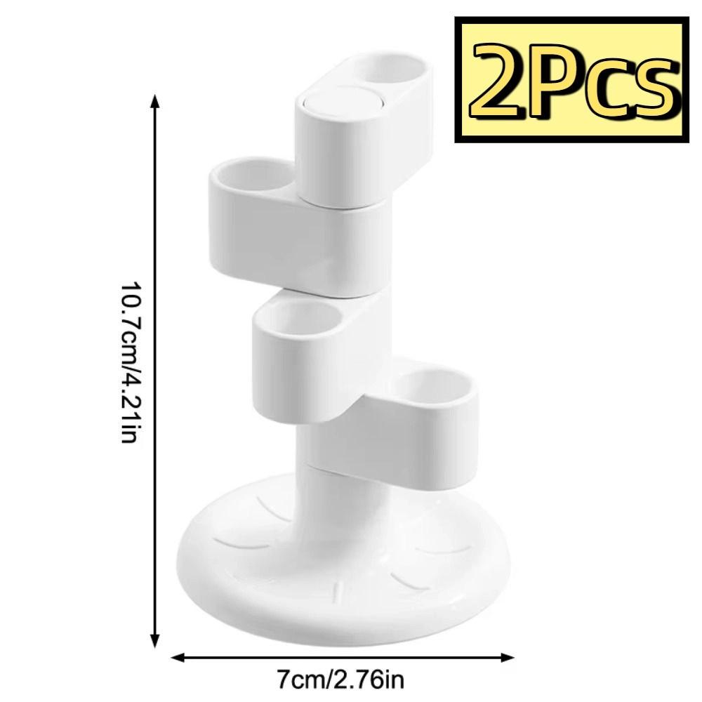 2Pcs 4 Holes Rotating Toothbrush Holder Funny Toothbrush Storage Rack Bathroom Storage