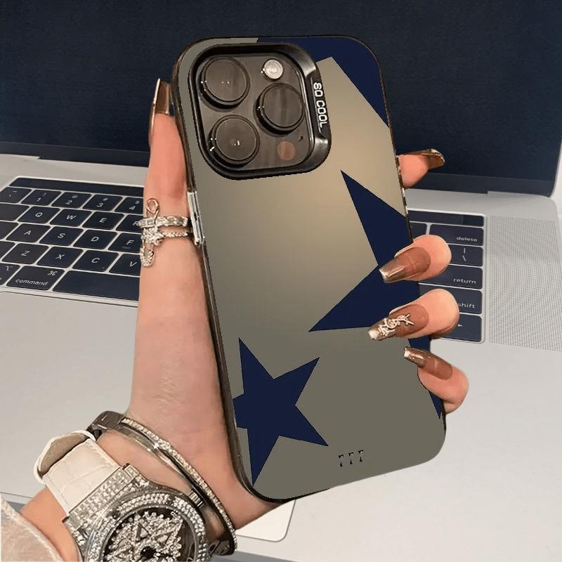 Material Phone Case for iPhone 16 17 Cases iPhone 16e 15 14 13 12 11 Pro Max XS X XR 7 8 Plus Black Leopard Print Star Cover