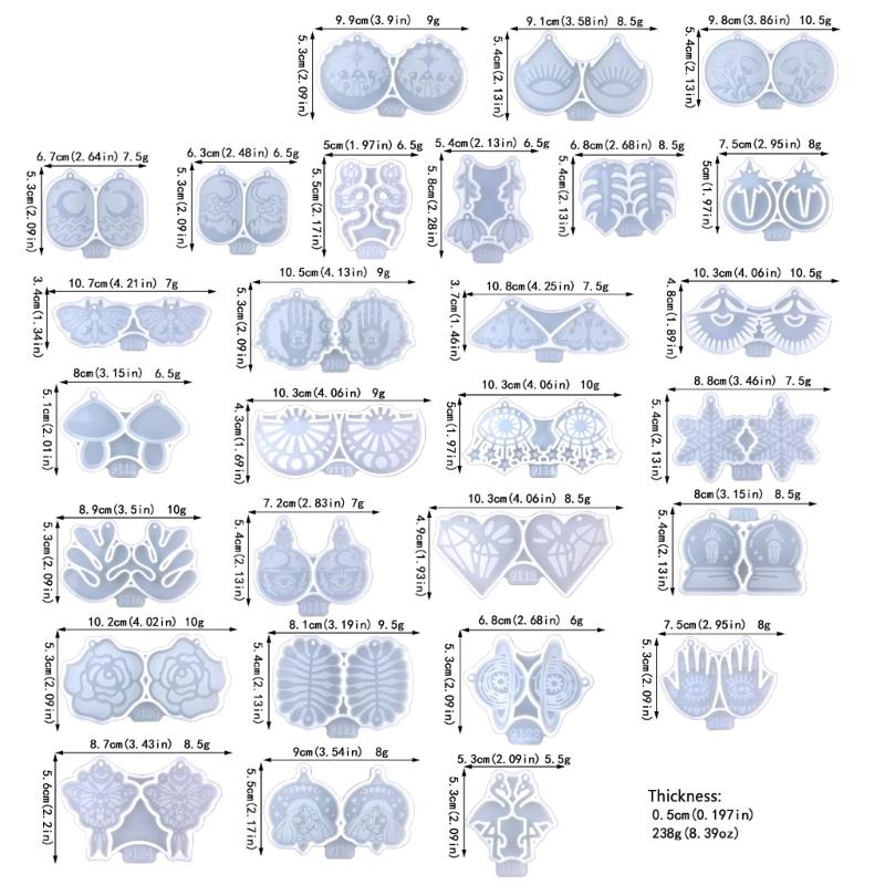 28 Peças Vários Estilos Brincos de Geometria Moldes de Silicone Adequados para Artesanato Diy com Epóxi Ornamento Pingente Fabricação de Chaveiros