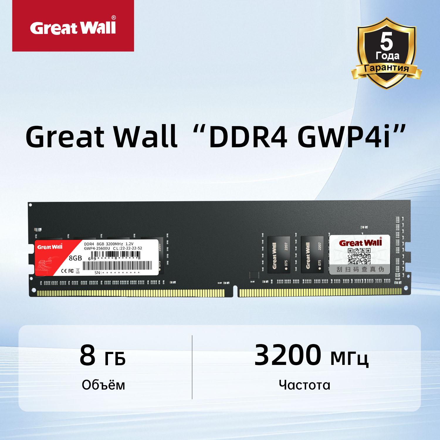

Memory module Great Wall GWP4i DDR4 3200MHz 8GB/16GB Intel specific desktop memory module 8GB чорний