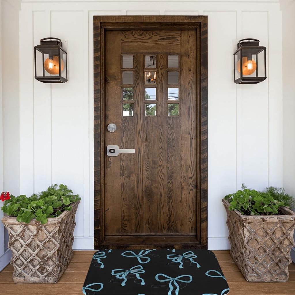 1 Stück Blauer Schleife Muster Küchenteppich Rutschfeste Fußmatte Pop Design Badezimmerteppich Badematte Teppich für Zuhause Spüle Wäscherei Dekoration