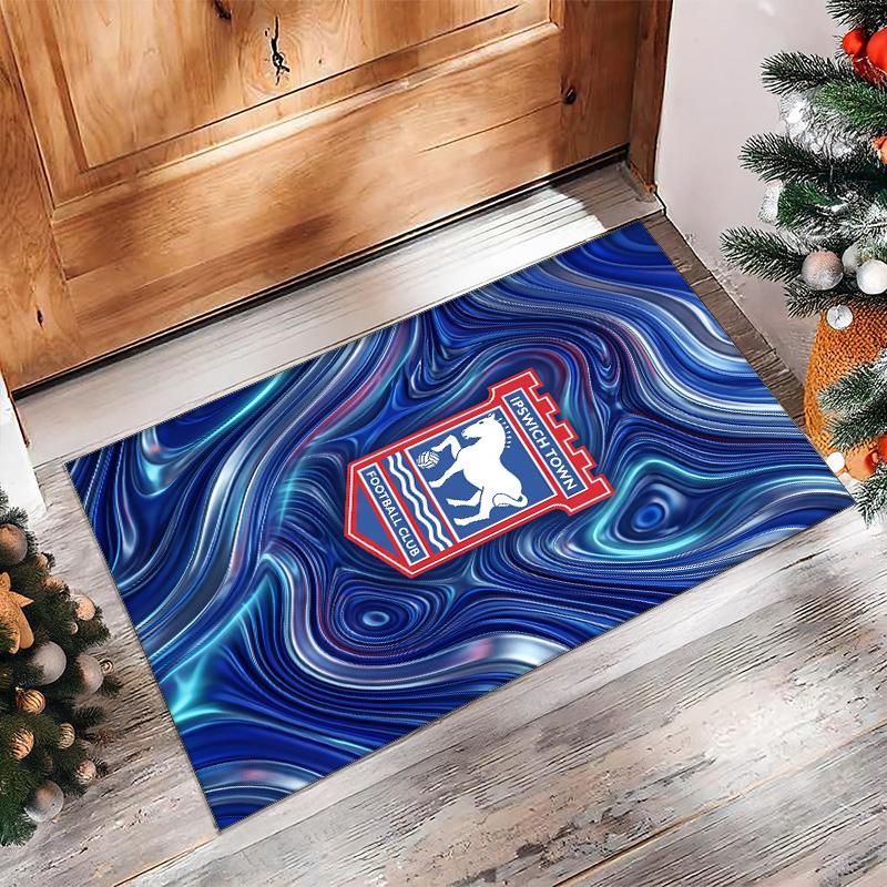Tappeto in Velluto di Cristallo con Stampa Calcio Ipswich Town, Tappeto da Pavimento Interno Comodo Assorbente d'Acqua Antiscivolo