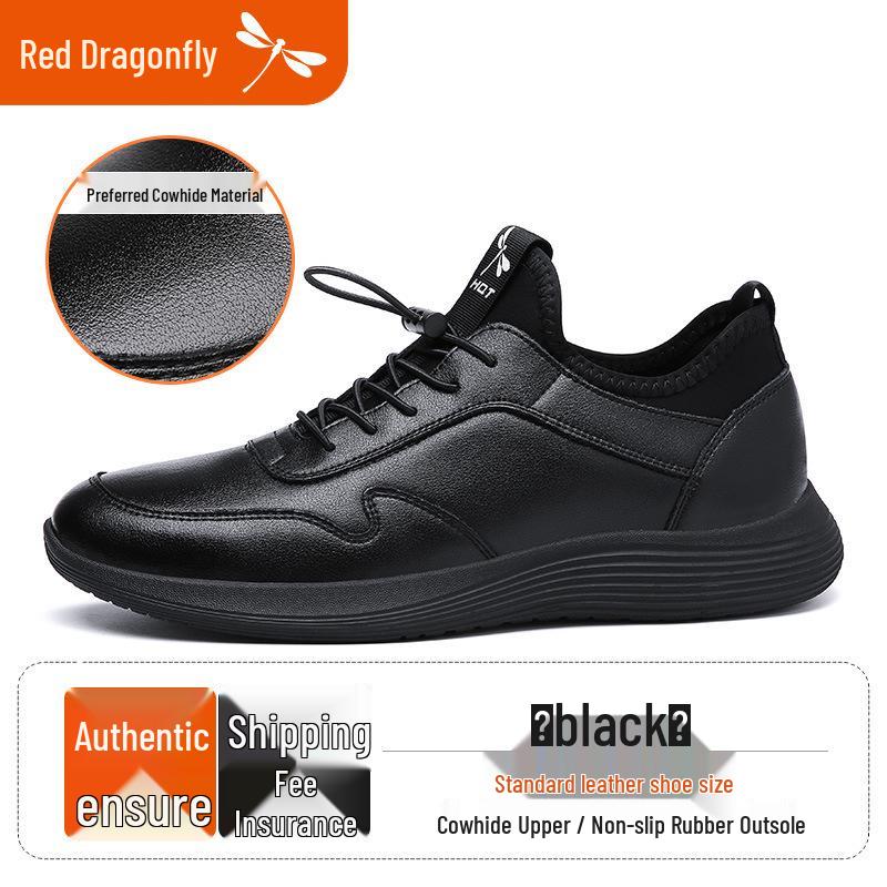 Flash Slip-On Red Dragonfly Men s Genuine Leather Casual Sports Shoes (Autumn/Winter) 43