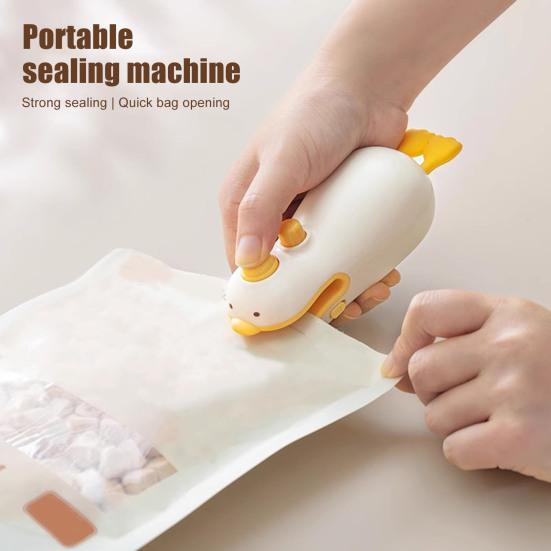 Cartoon Mini Heat Sealer for Kitchen Portable Bag Sealer with Strong Magnet Reusable Space-Saving Cute Kitchen Gadget for Chips Coffee Snacks