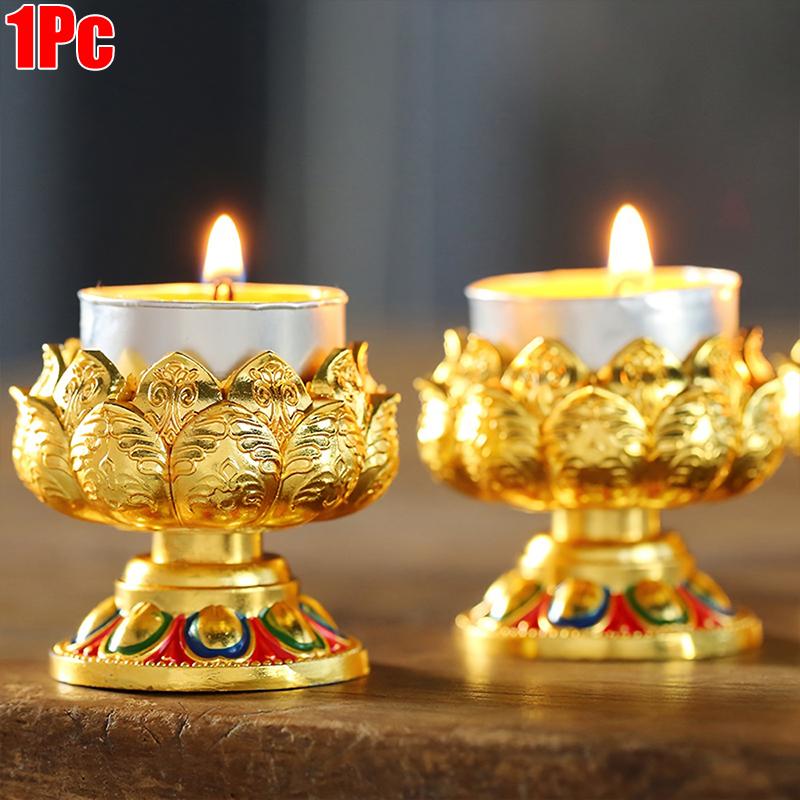 1PC Seven-Star Candlestick Religious Metal Sturdy Construction High-Foot Elegant Golden Traditional Multiple Options Available