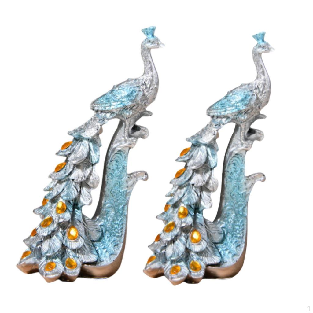 Animal Peacock Statue Home Art Decor Nordic Stylish Collection Figurine for Living Room