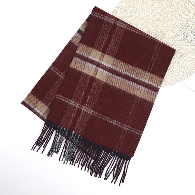 Cashmere Wool Scarf Women's Winter Warm Men's Scarf Autumn and Winter New Tassel Korean Style Plaid Scarf