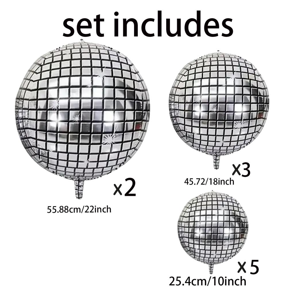 Silver disco balloons are suitable for birthday parties, anniversaries, 70s and 80s themed events, cocktail parties, and dances