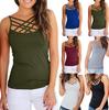Sexy Criss Cross Front Spaghetti Strap Basic Tank Tops Solid Sleeveless Tops for Women