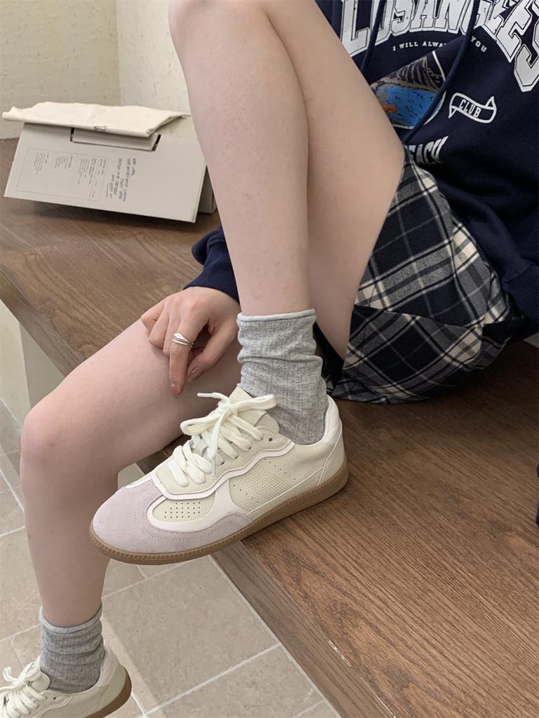 Fashion Silver Women's Casual Sneakers Designer Training Shoes Patchwork Lace-up Sneakers Leather Flat Women's Shoes Zapatillas De Muje