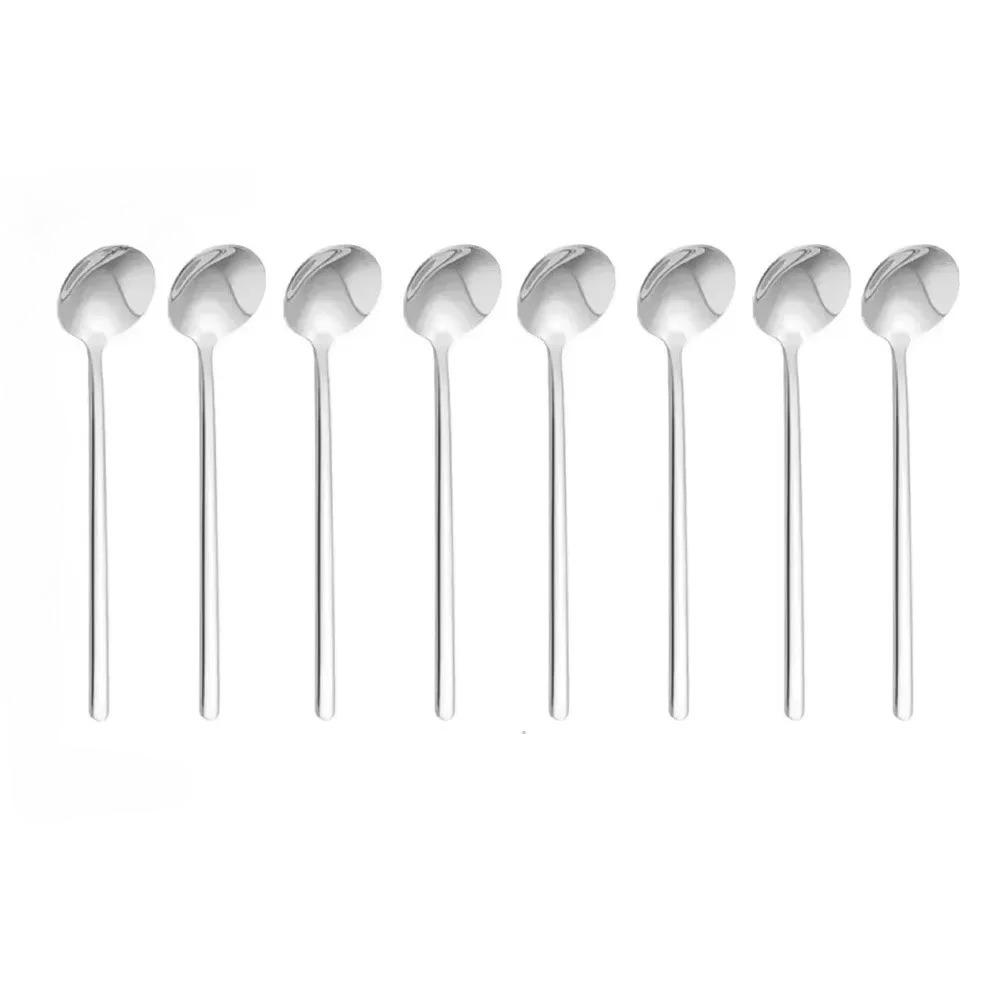 

Stainless Steel Ice Cream Spoon Set 8/12 Piece Iced Tea Spoons for Cocktail Mixing Tea Coffee Milkshake Cold Drink Stirring