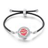 Stainless Steel Tree of Life Aromatherapy Bracelet with Diamonds and Leather Band