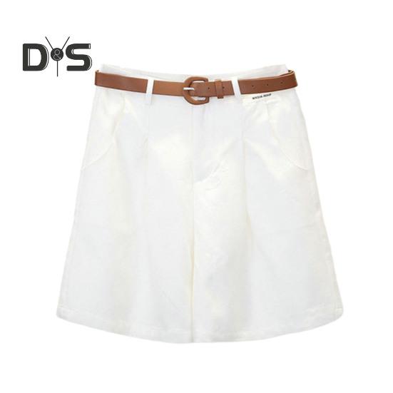 

Женские летние шорты А-силуэта, однотонные, с поясом, с высокой талией, свободные карманы, застежка-молния на пуговицы, женские шорты для свиданий и поездок на работу L белый