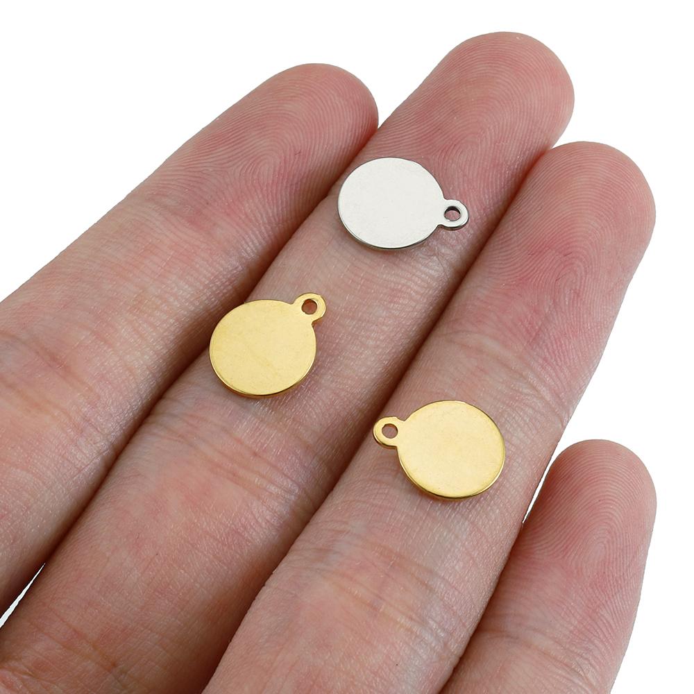 10pcs Stainless Steel Gold Color Round End Charms Pendants for DIY Bracelet Necklace Earring Extension Chain Jewelry Making DIY
