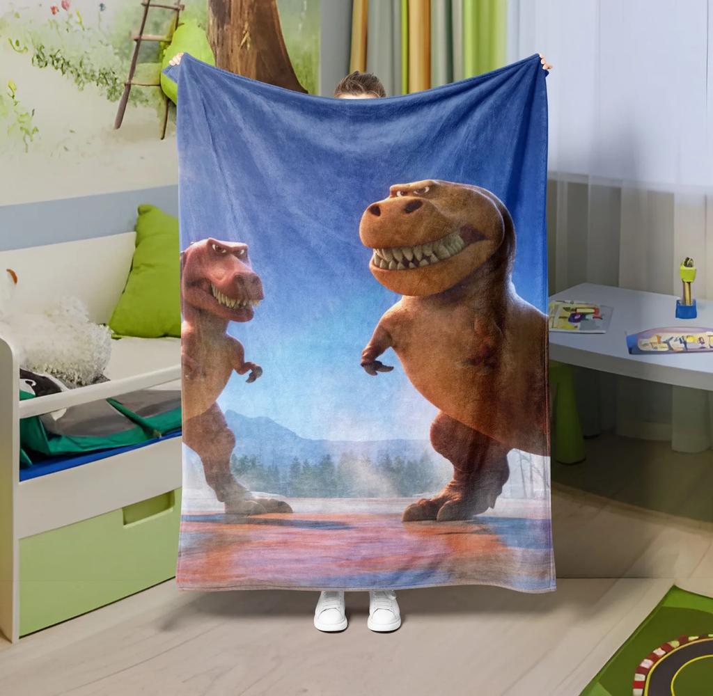 1PC Throw Cute Dinosaur Animals Theme Flannel Blanket Soft Thin Blankets Wolfs Art for Sofa Bed Car Camp Wild Animals Theme Gift