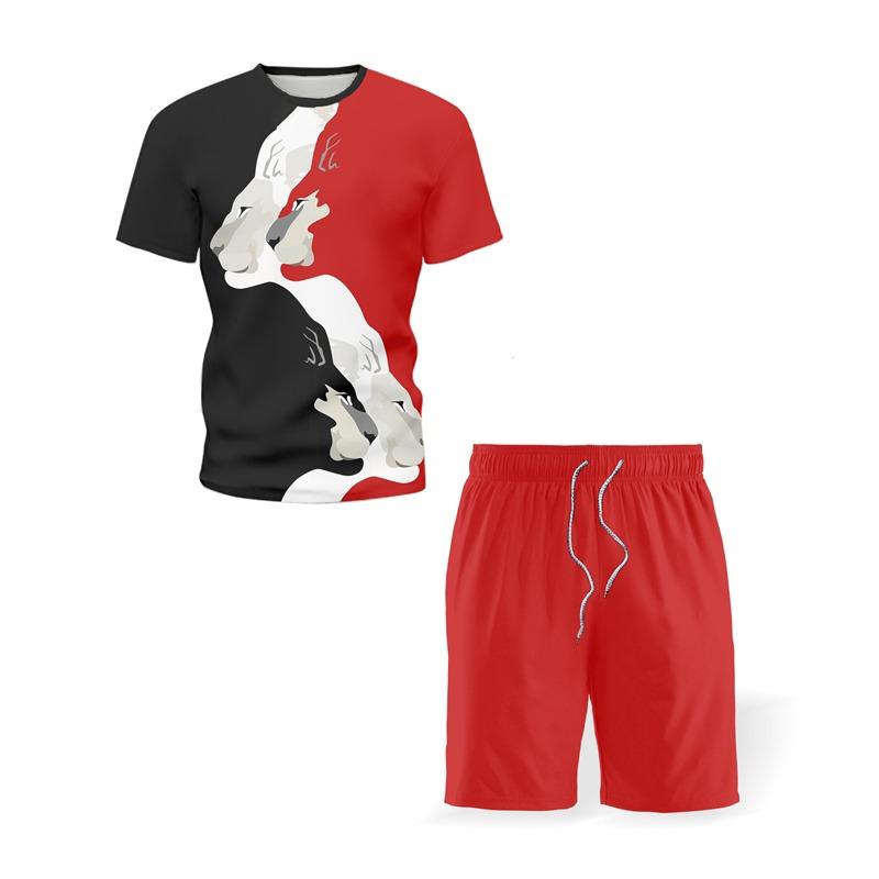 Summer Men's 3D Tiger Print Men's T-shirt Suit Casual Sportswear Streetwear Male Clothing Tracksuit Outfit Shorts 2 Pieces