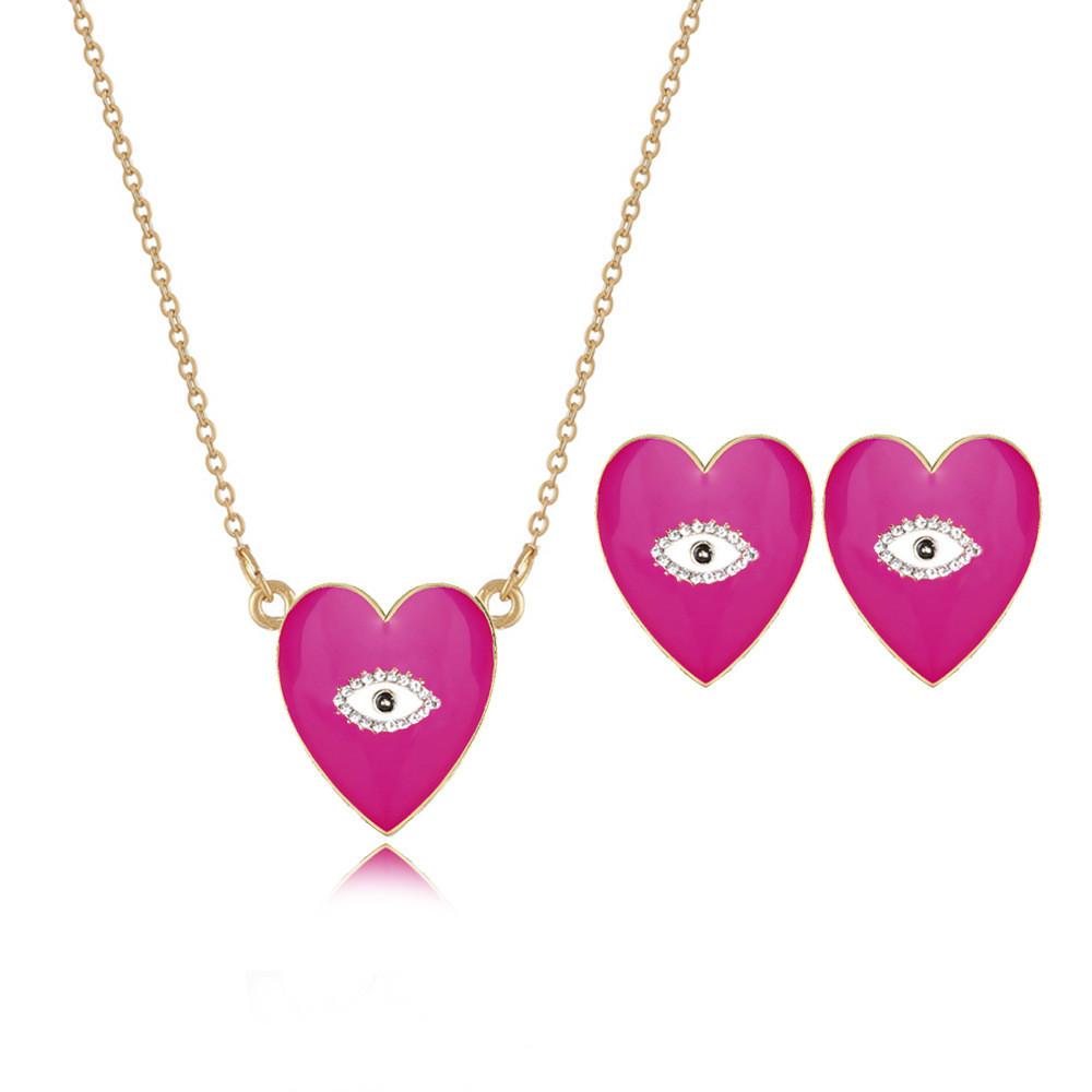 Style European Creative Heartshaped Eye Earrings With Stunning Rhinestone Accents