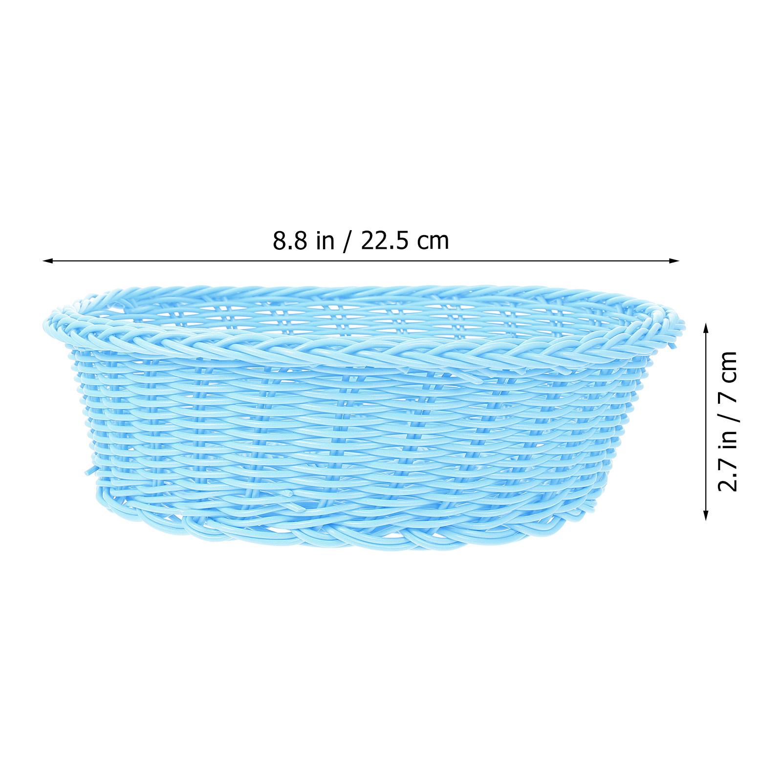 

1Pcs Fruit Basket Plastic Rattan Woven Multi-Function Serving Tray for Bread Cake Snacks Storage Home Hotel Decoration Use синій