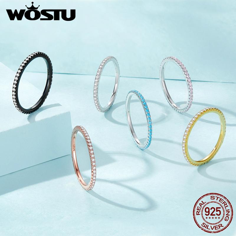 Genuine 100% 925 Sterling Silver Simple Geometric Round Single Stackable Finger Rings For Women Engagement Jewelry CQR066