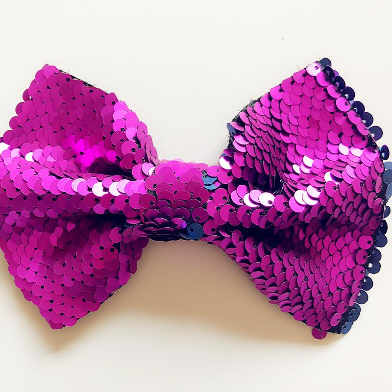 1 PC Big Bow Hair Clip For Girl Colorful Pink Green Sequin Bow Knot Hair Bow With Clip Alloy HairPin Barrettes Hair Accessories