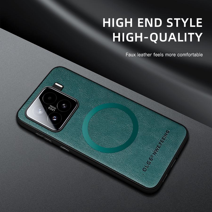 Magnetic Case For Xiaomi 15 Pro For Magsafe Wireless Charge Covers For XIAOMI 14 14T Pro Leather Protect Mobile Phone Cases