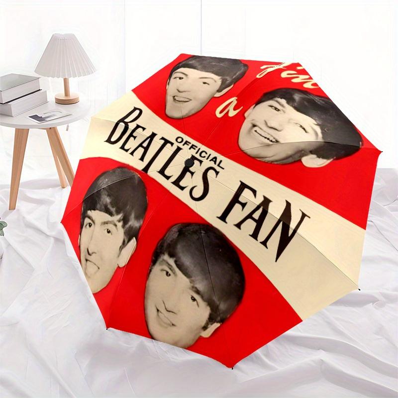 1pc Beatles Fan Automatic Open/Close Umbrella Folding Umbrella, 8-Rib Sturdy Bones, Portable Compact Perfect Gift for Birthday, Christmas 0809180