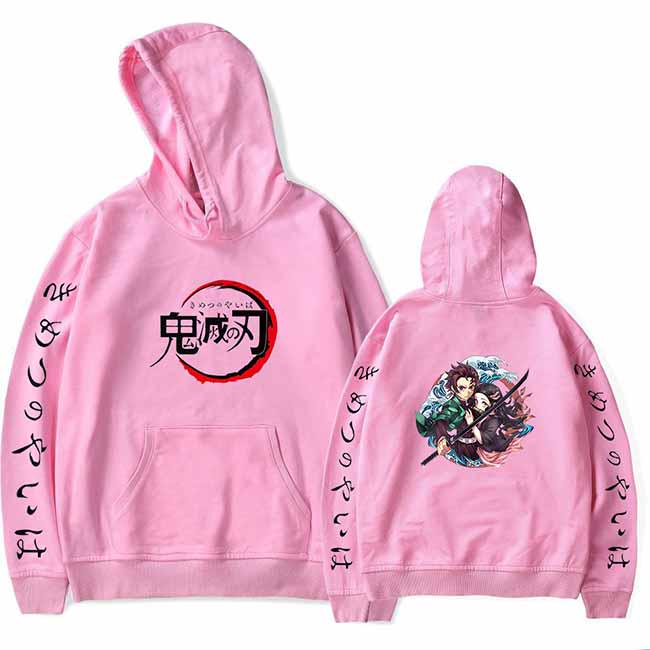 LZZSWDT Anime Hoodie Mange Demon Slayer Tanjiro Nezuko Pullover Man Women Sweatshirt Harajuku Kimetsu No Yaiba Fleece Coat