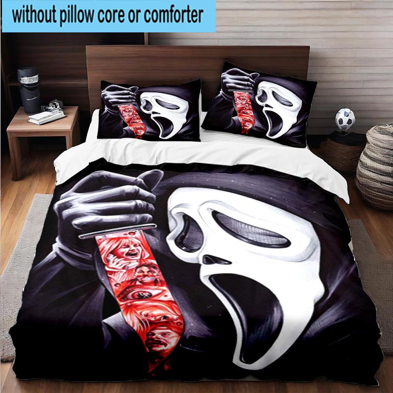 3PCS Scr-eam Horror Movie 3pcs Bedding,Including 3PCS Duvet Cover And 2pcs Pillowcases Perfect for Christmas,Ideal for Bedroom, Dormitory