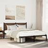 VidaXL Metal Bed Frame with Smoked Oak Headboard 140x190 Cm, Double Bed, Bedroom Furniture, Guest Bed, 4007667
