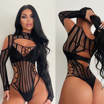 Horké Sexy Průhledné Síťované Body Dámské Sexy Spodní Prádlo Erotické Pruhované Body Stockings Krajkové Spodní Prádlo Pornografické Oblečení Módní Sexy Set