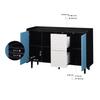 Sideboard Buffet Cabinet, Black with Blue Doors, 2 Drawers with Unique Panel Styling, 2 Open Compartments, Coffee Bar, Accent Cabinet for Kitchen