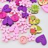 100Pcs/Bag Mix Shape Round Flower Wooden Buttons Lovely Sewing Wood Decorative Button for DIY Craft Clothes Accessories