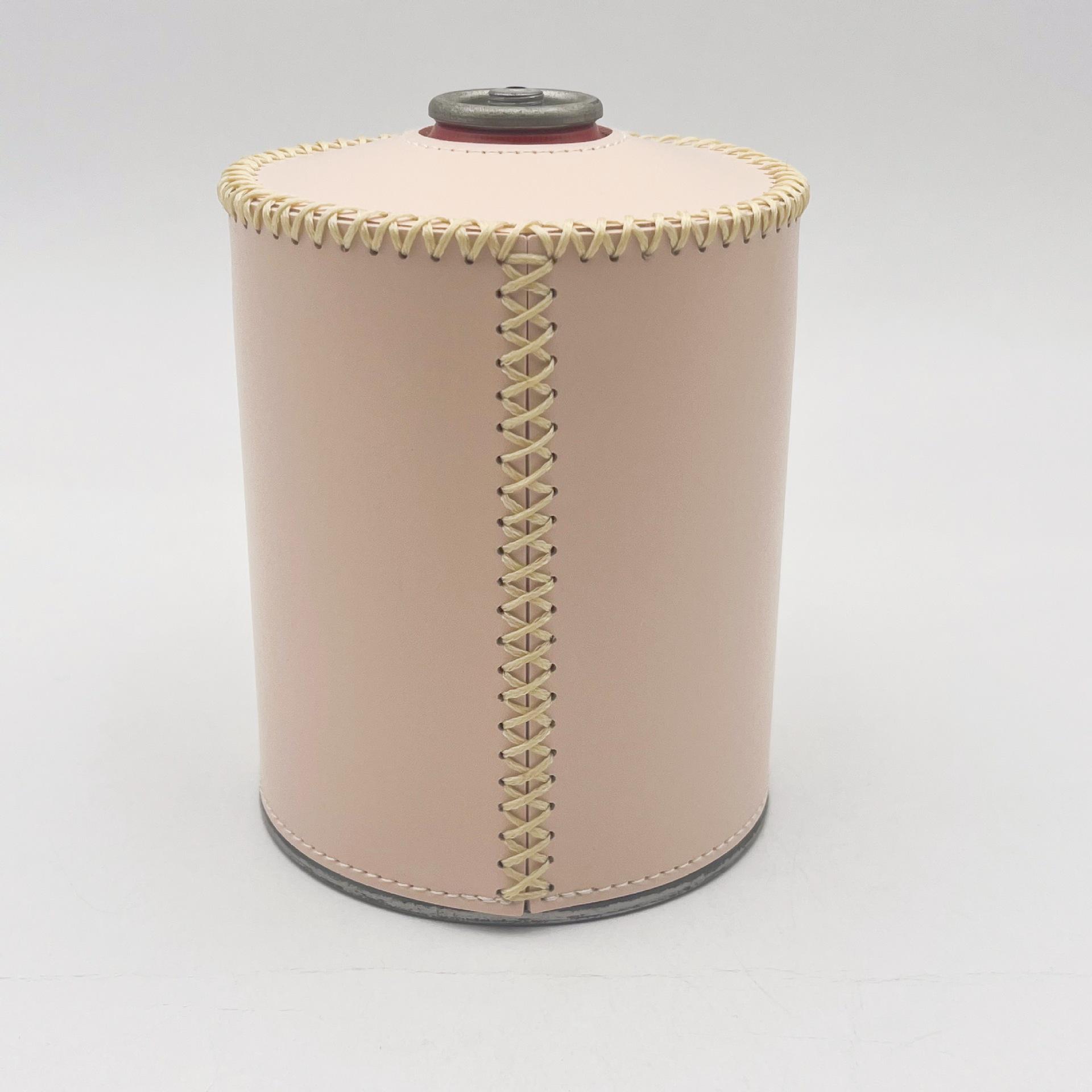 

Retro Handmade Leather Camping Gas Can Cover with Wax Rope рожевий