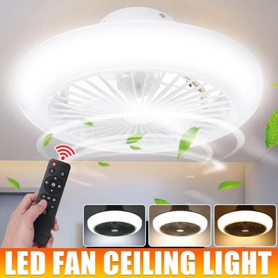 Moderner LED-Deckenventilator mit Licht, Fernbedienung, Stummschaltung, 3-Wind-Einstellgeschwindigkeit, dimmbare Deckenleuchte für Wohnzimmer, 44 cm