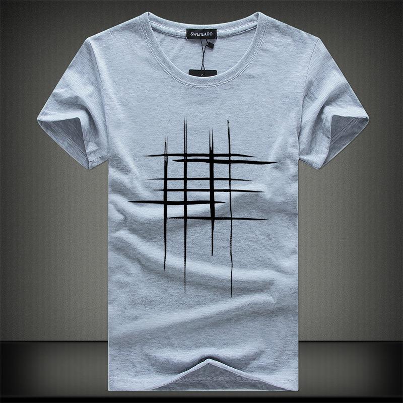 

Large Sizes Tops Men Printing Short Sleeve T Shirt Cotton Casual Blouse 5XL сірий